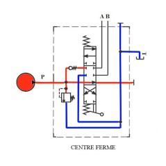 Trale Distribuidor hidráulico 100 L/mn - 3/4 BSP - D.E - 1 Palanca - Válvula limitadora de presión 140 B - 3