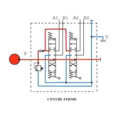 Trale Distribuidor hidráulico 130 L/mn - 3/4 BSP - D.E - 2 Palanca - Válvula limitadora de presión 140 B - 3