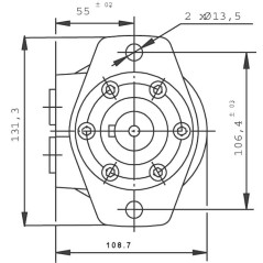 Moteur Arbre cannelé SAE 6B cyl - OMR 0160 - 1/2 BSP - drain 1/4 BINSA - VINCKE - 2