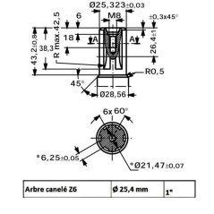 Moteur Arbre cannelé SAE 6B cyl - OMR 0160 - 1/2 BSP - drain 1/4 BINSA - VINCKE - 3