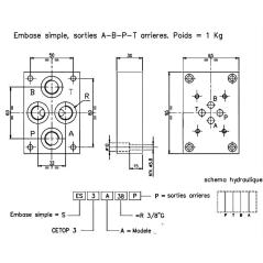 Sockel für 1 Elektrode NG6 - Sockel NG6 - OBENER AUSGANG 3/8