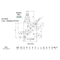 Base para 1 electro NG6 - Con válvula limitadora de presión - SALIDAS LATERALES e INFERIOR 3/8