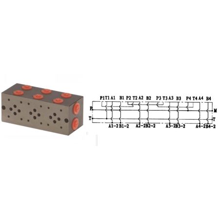 Subbase for 4 electro NG6 - 3/8 - Series and Tandem - Without limiter