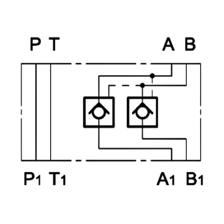 Válvula antirretorno pilotada en A y B sobre base Cetop 3