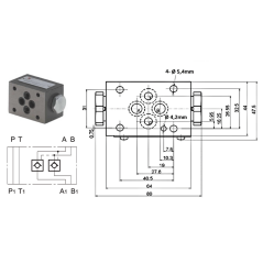 Pilot operated non-return valve in A and B on Cetop 3 subbase Trale - 3