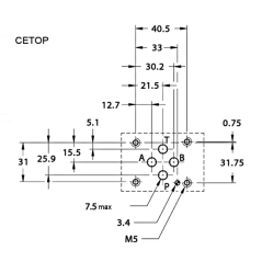 Anti-retour piloté en A et B sur embase Cetop 3 Trale - 4