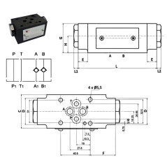 Non-return valve on A and B on Cetop 3 subbase Trale - 3