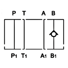 Válvula antirretorno en B en la base Cetop 3