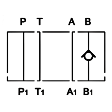 Válvula antirretorno en B en la base Cetop 3
