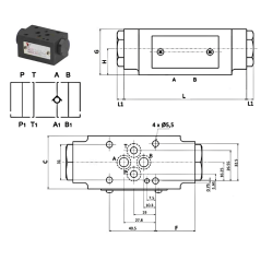 Non-return valve on A on Cetop 3 subbase Trale - 3