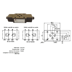 Strozzatura idraulica/limitatore di flusso su ingressi A e B su sottobase Cetop 3 - NG6 RCKV6DH 69,20