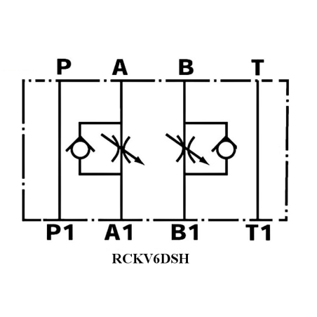 Restrictor/limitador de caudal en las salidas hidráulicas A1 y B1 de la base Cetop 3 - NG6