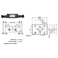 Pressure relief valve in A and B - on Cetop 3 subbase - 0/315 bar Trale - 3