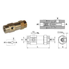 Pilot Operated Check Valve 1/4 FBSP - Ratio 1:9 -12 L/mn - 350 B Trale - 3