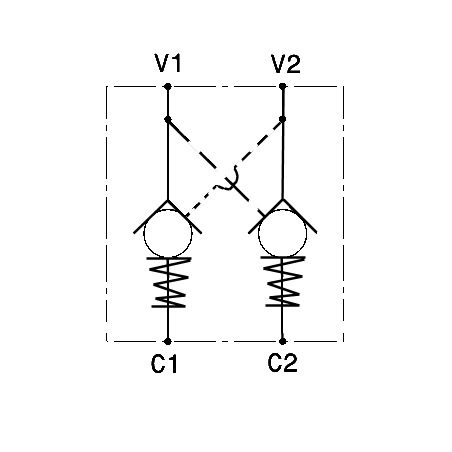 Valvola di non ritorno a doppio pilotaggio 3/8 BSP -R1:7 - 25 L/MN - 250 B - L 127