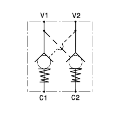 Vorgesteuerter Doppelrücklaufblock 1/2 BSP -R1:3.5 - 45 L/MN - 250 B - L 127