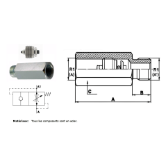 Trale Valvola paracadute M.F 1/4 FBSP - 25 L/mn - 350 B - 3