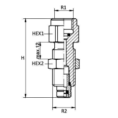 Connettore di pressione maschio 16x200 passante per paratia mano 1/4 BSP