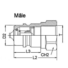 Coupleur hydraulique - male 1/2 BSP - ISO A