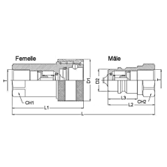 Hydraulic male coupling - 1/4 BSP - ISO A - Flow 12 to 17 L/mn - PS 350 Bar A800104 € 7.87