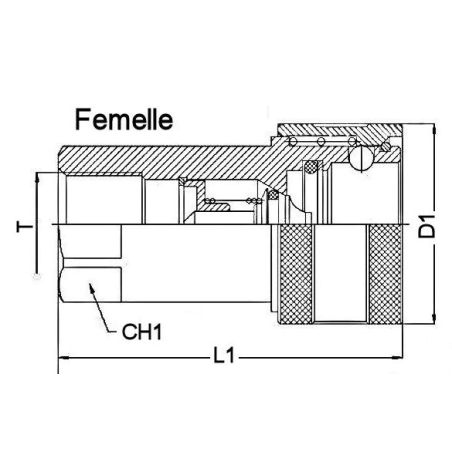 ISO A hydraulic coupling - Female 1/4 BSP - Flow 12 to 17 L/mn - PS 350 Bar