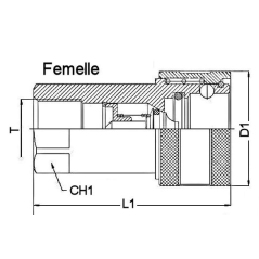 ISO A hydraulic coupling - Female 1/2 BSP - Flow 45 to 90 L/mn - PS 250 Bar