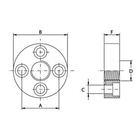 4-hole straight steel flange - DN 35 - FG 3/8 BSP - Type DF