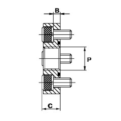 4-Loch-Flansch Stahl rechts - DN 35 - FG 3/8 BSP - Typ DF - 3