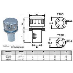 Bouchon de remplissage huile - 40µ - D 45 mm - H 114 mm TT5C40 9,67 €