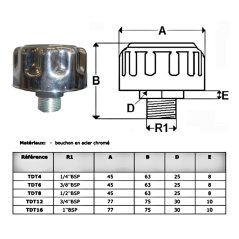 Tappo di sfiato in acciaio cromato - 3/8 BSP