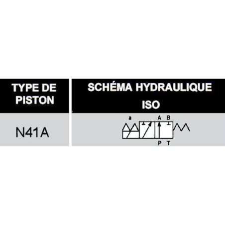 electrodistributeur 12 VDC - NG10 - 3/2 - P vers A - B et T Fermé - N 41A.