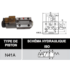 electroválvula monoestable 12 VDC - NG10 - 3/2 - P a A - B y T Cerrada - N 41A. Trale - 3