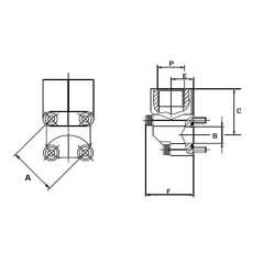 4 hole flange - 90° - steel - F 3/8 BSP - BOSCH - A 35