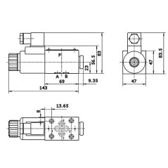 12 VDC monostable solenoid valve - NG6 - 4-2 - P on A - B on T - N 51A. Trale - 5