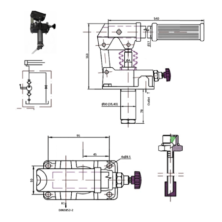 Pompa a mano - 3/8 MASCHIO - S.E - 160 B - 45 cc/REV - Con leva