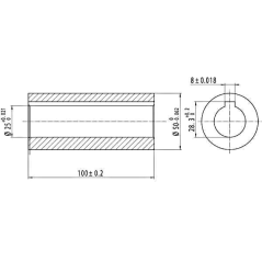 Profiled socket Ø 25 x 50 - 8 mm key - Length 100mm.