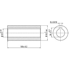 Enchufe perfilado Ø 25 x 45 - Llave de 8 mm - Longitud 100mm.