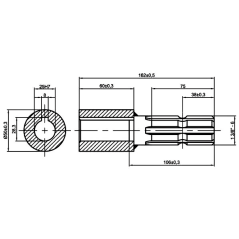 Getriebe Ø 25 x 50 - Passfeder 8 - PDF-Welle Z6 - 1"3/8