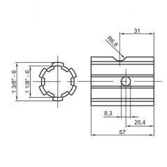 Reductor M-F PDF Z6 - F 1"1/8 - M 1"3/8