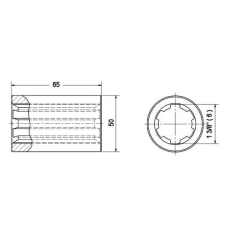 Profilmuffe - 1"3/8 - Z6 - Ø Außen 50 - Lg 65 mm