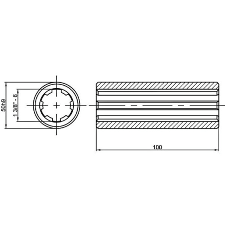 Profiled sleeve - 1"3/8 - Z6 - Ø Ext. 50 - Lg 100 mm