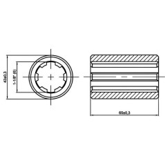 Manguito perfilado - 1"1/8 Z6 - Ø Ext. 43 - Lg 65 mm