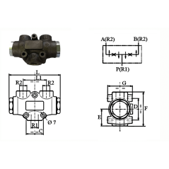 Divisor de caudal de fundición - relación 50-50 - caudal de 10 a 20 L/mn - entrada 1/2 BSP / salida 3/8 - 300 Bar.