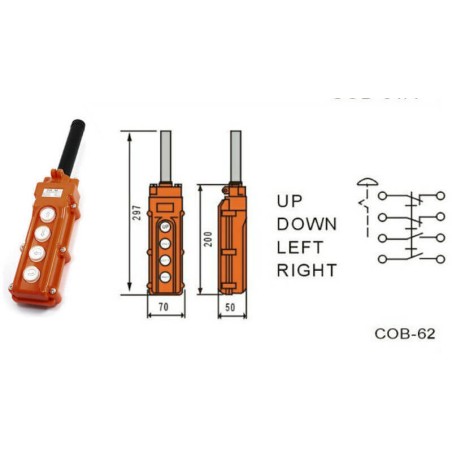 Remote control box Electric control 4 momentary pushbuttons