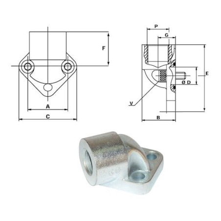 3 hole flange 90° - steel - F 1" BSP - EUROPEAN - A 51