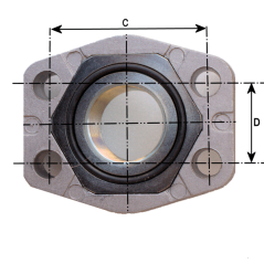 4-hole steel flange, straight - ENTRAXE 38 X 17.5 - FG 3/8 BSP - Type HPI