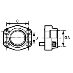 4-hole steel flange, straight - ENTRAXE 38 X 17.5 - FG 3/8 BSP - Type HPI 2500054 € 29.38