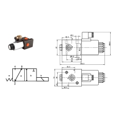 Hydraulic selector - 3 Channels - 1/2 BSP - 80 L/MN - 12 V DC. Trale - 4