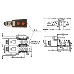 Hydraulic selector - 1 element 6 WAYS - 1/2 BSP - 80 L/MN - 250 B - 12 VDC - With Drain Trale - 3