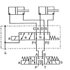 Trale Selettore idraulico - 1 elemento 6 VIE - 1/2 BSP - 80 L/MN - 250 B - 12 VDC - Con scarico - 5